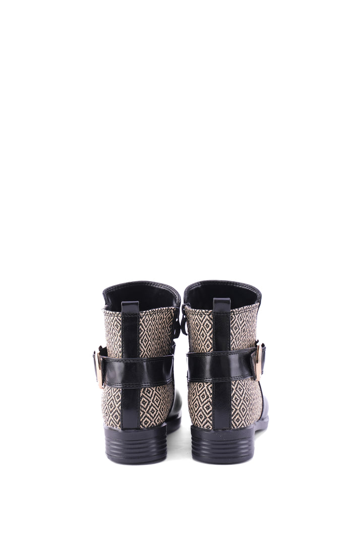 Geoprint Nomad Ankle Booties | Black & Bronze