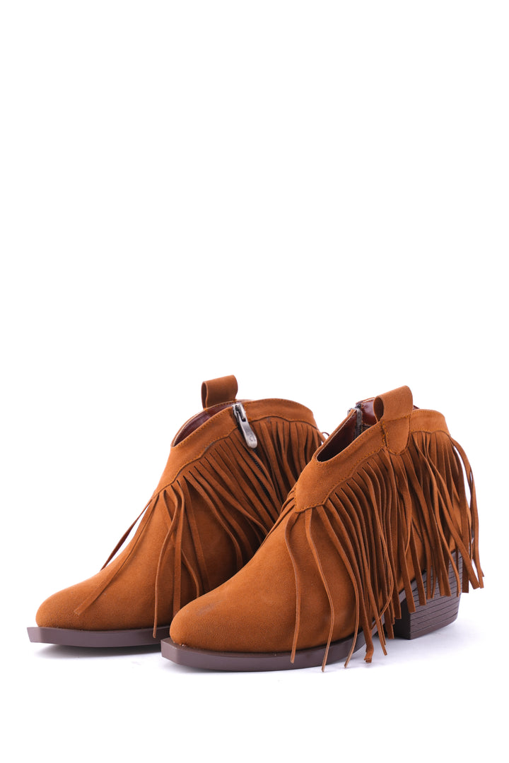 The Wild Heart Suede Ankle Booties | Camel Brown