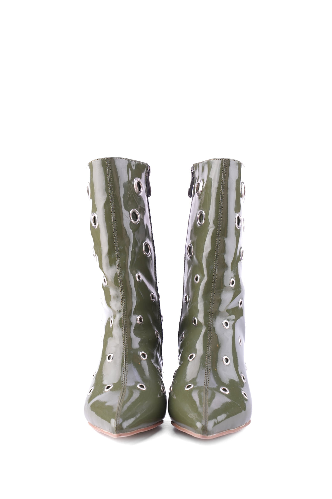 Vanguard Eyelet Heel Boots | Olive Patent