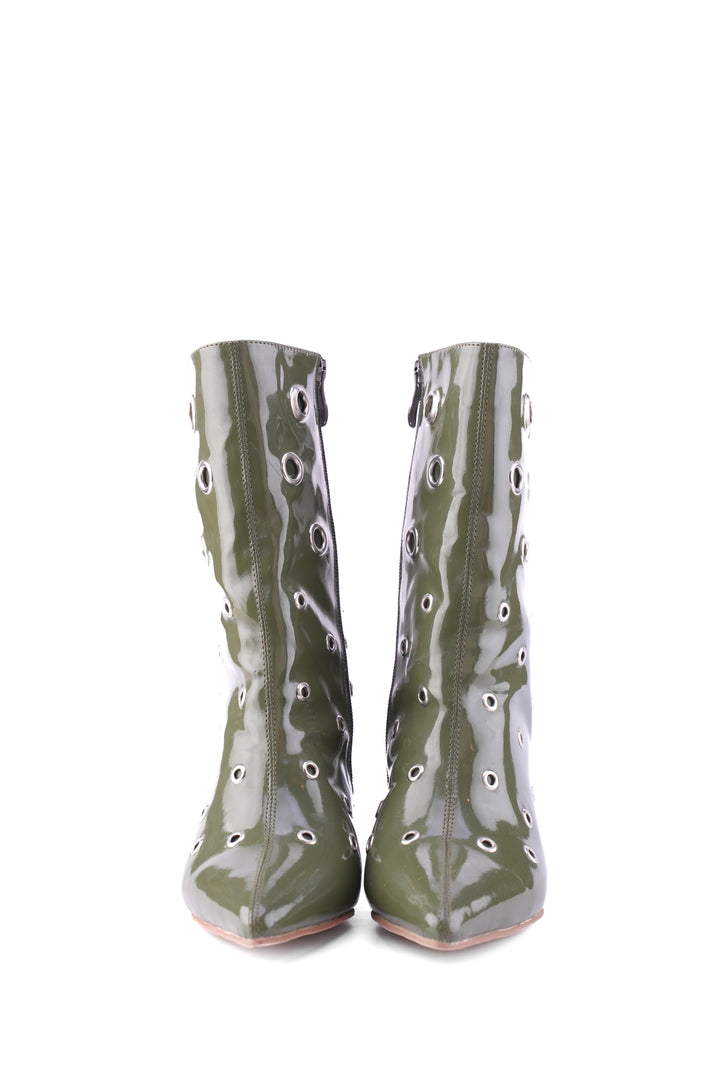 Vanguard Eyelet Heel Boots | Olive Patent