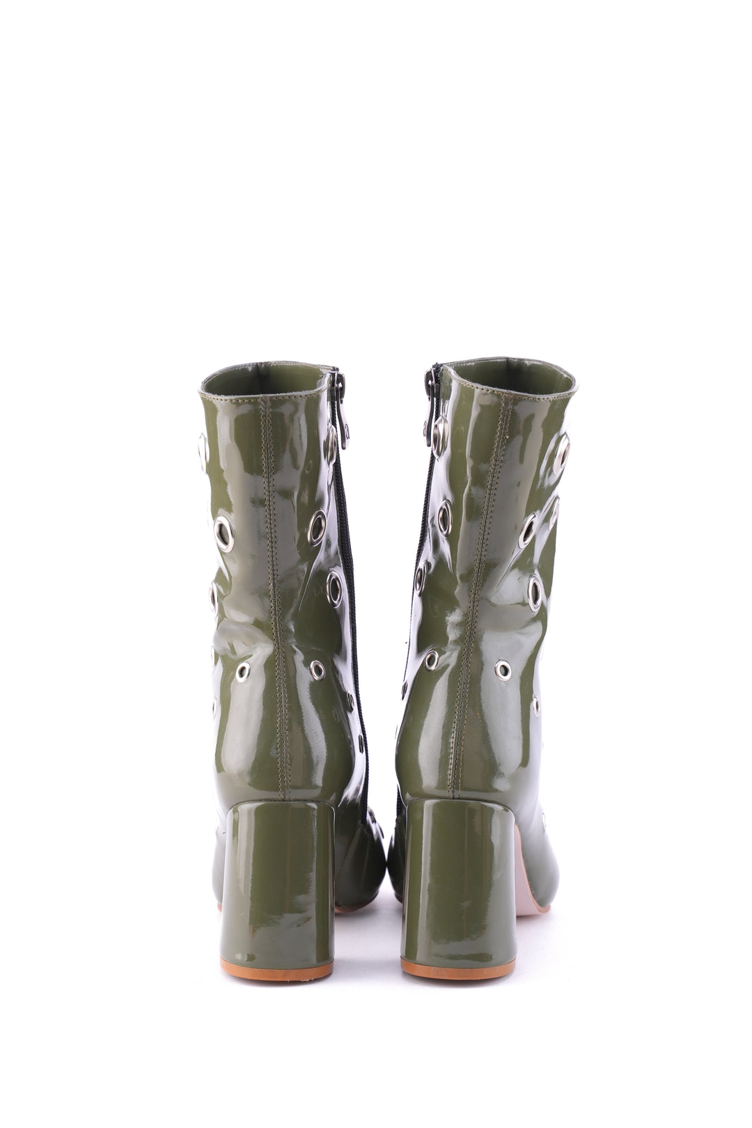 Vanguard Eyelet Heel Boots | Olive Patent