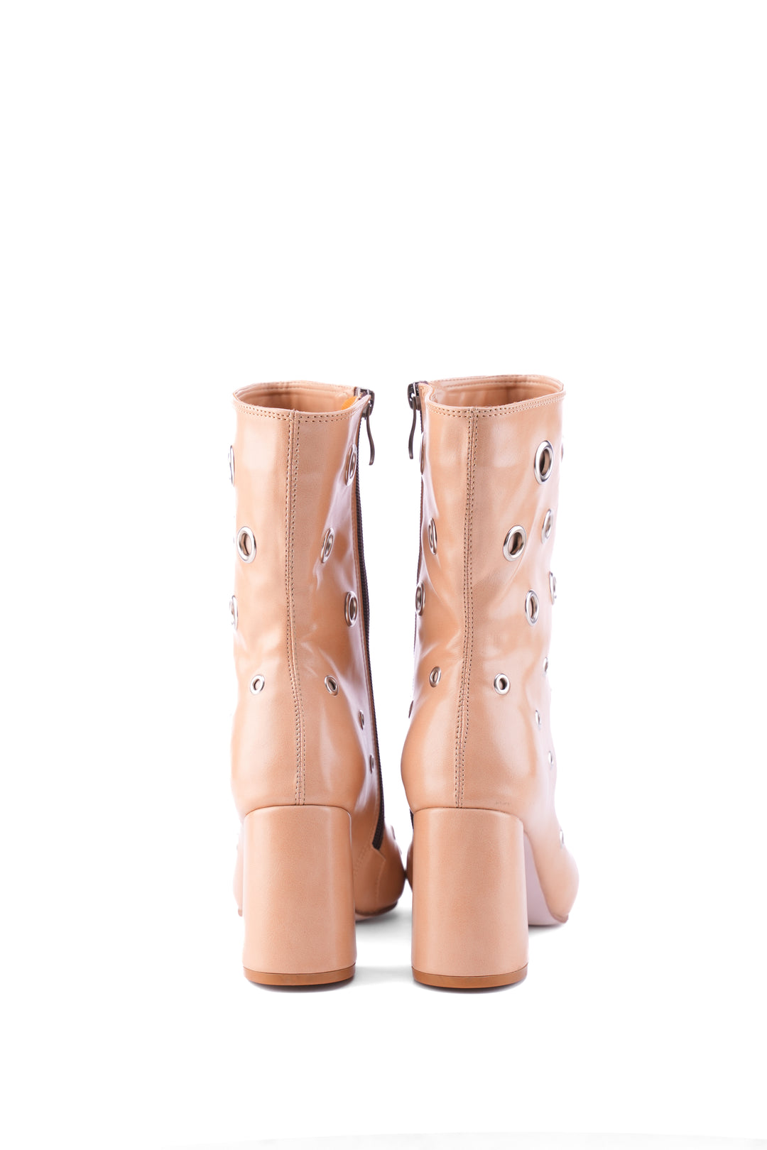 Vanguard Eyelet High-Heel Boot | Nude & Chocolate