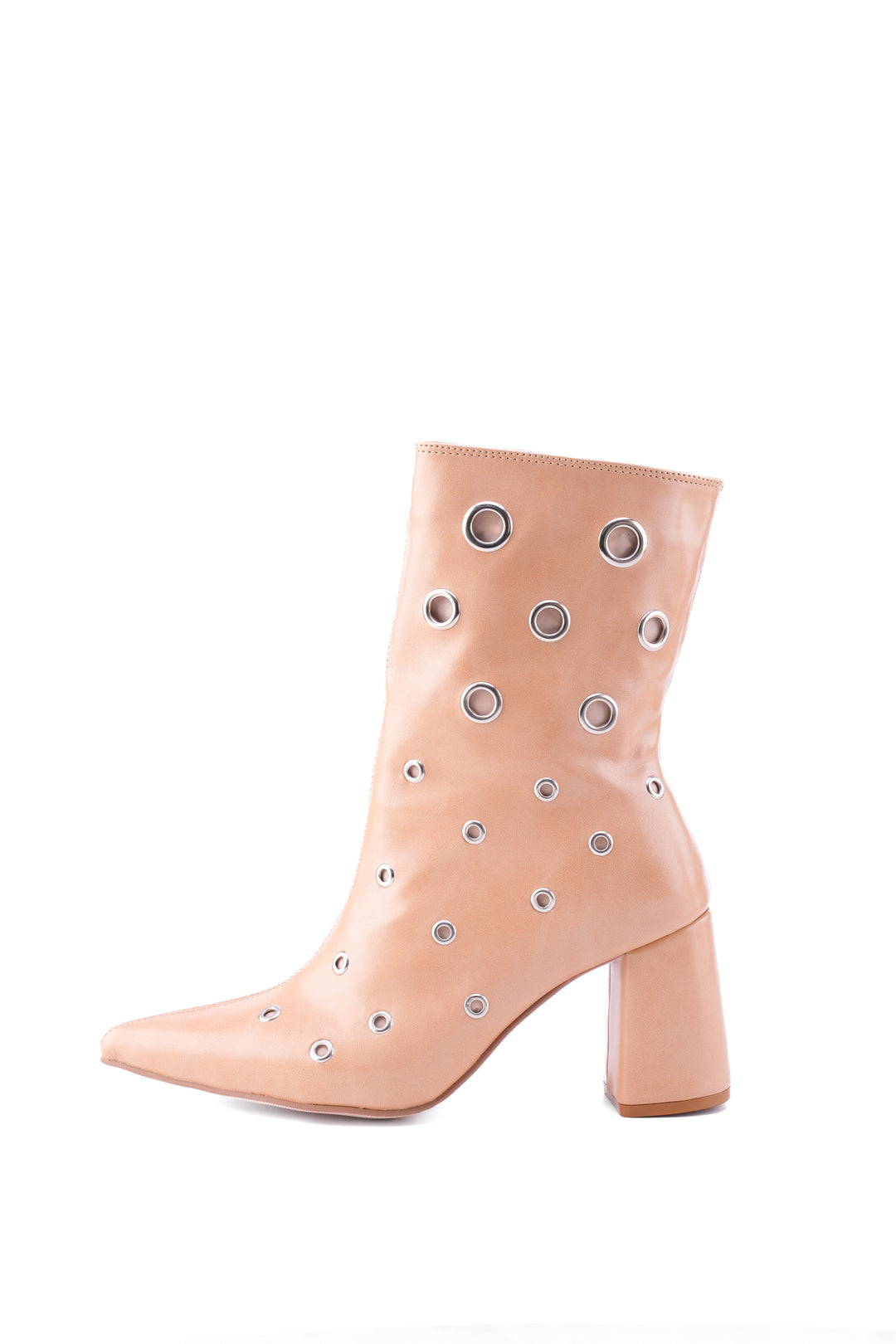 Vanguard Eyelet High-Heel Boot | Nude & Chocolate