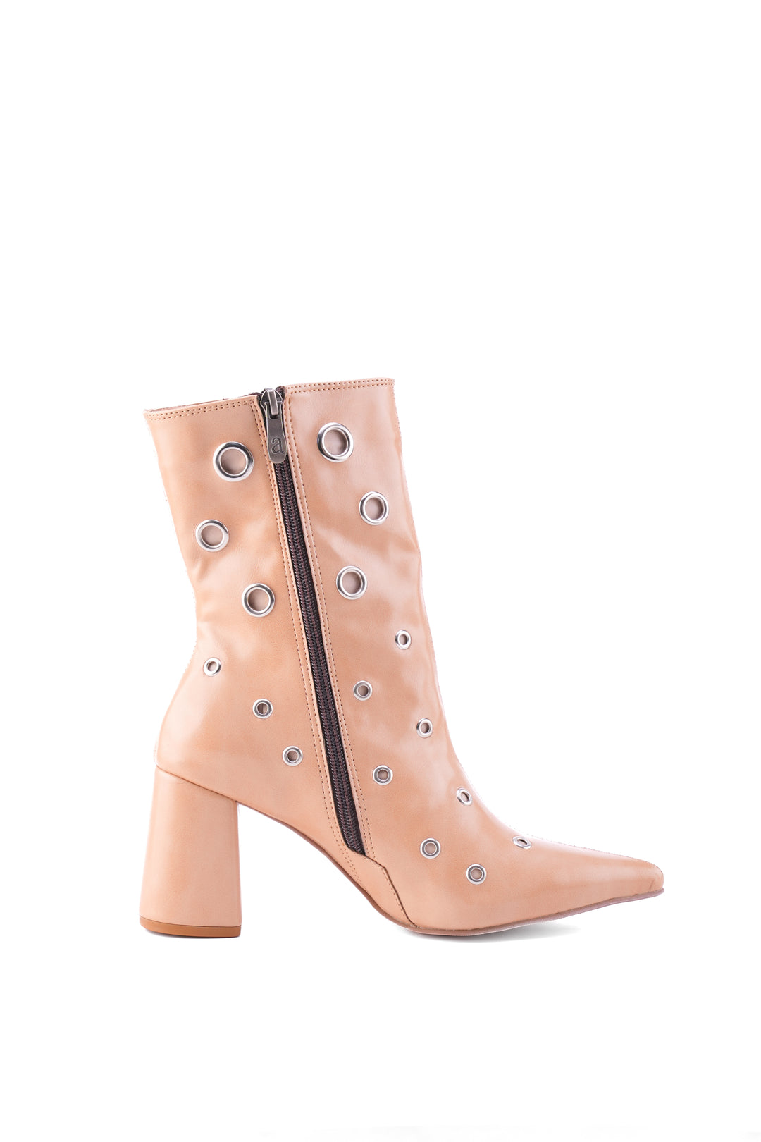 Vanguard Eyelet High-Heel Boot | Nude & Chocolate