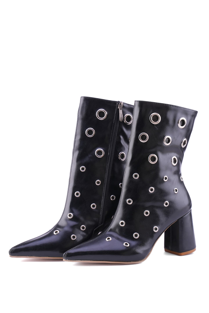 Siren Eyelet Block Boot | Black