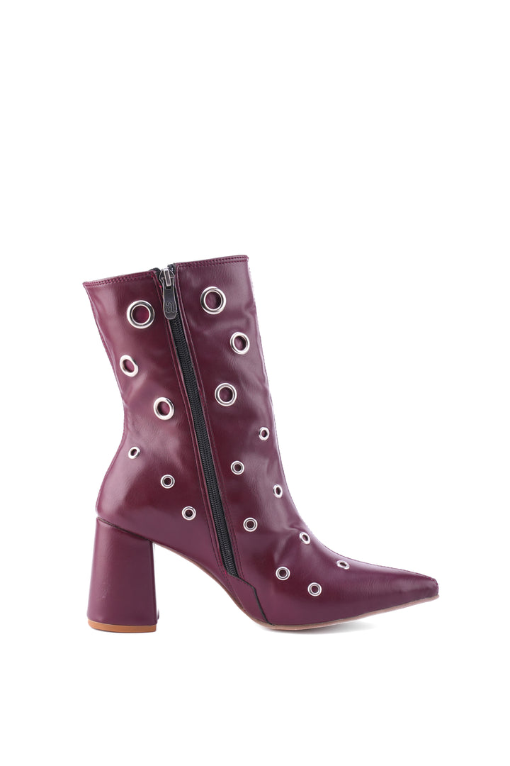 Siren Eyelet Block Boot | Burgundy