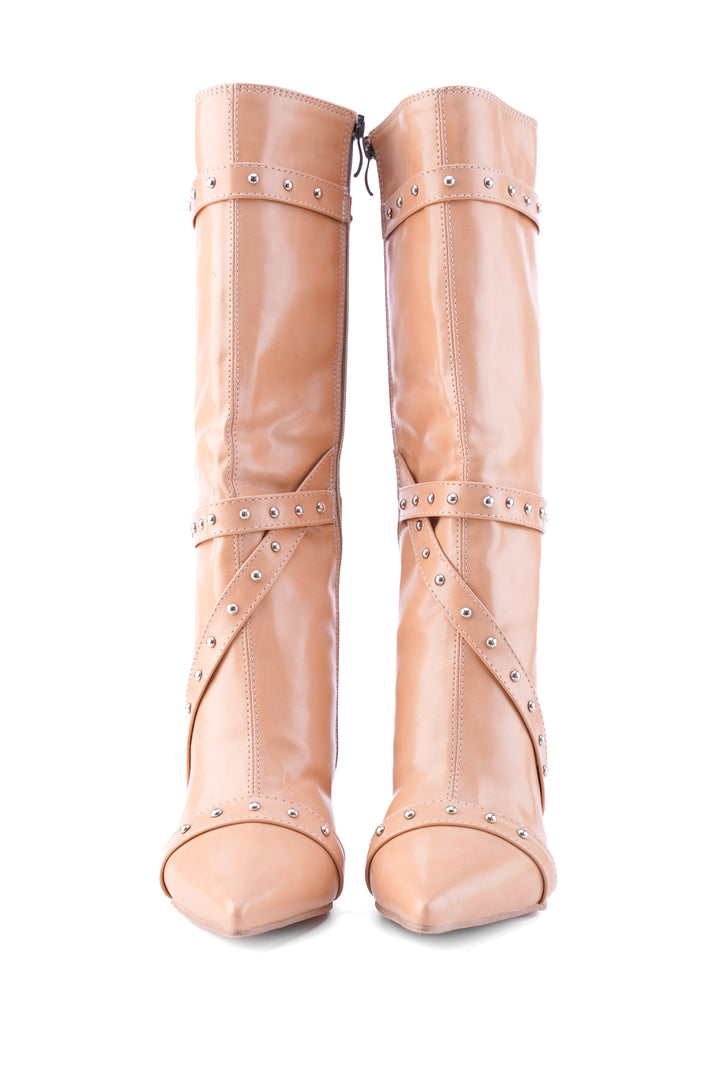 Cognac Voyager Knee-High Boot | beige