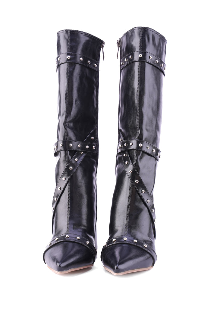 Deep Plum Voyager Knee-High Boot | Black