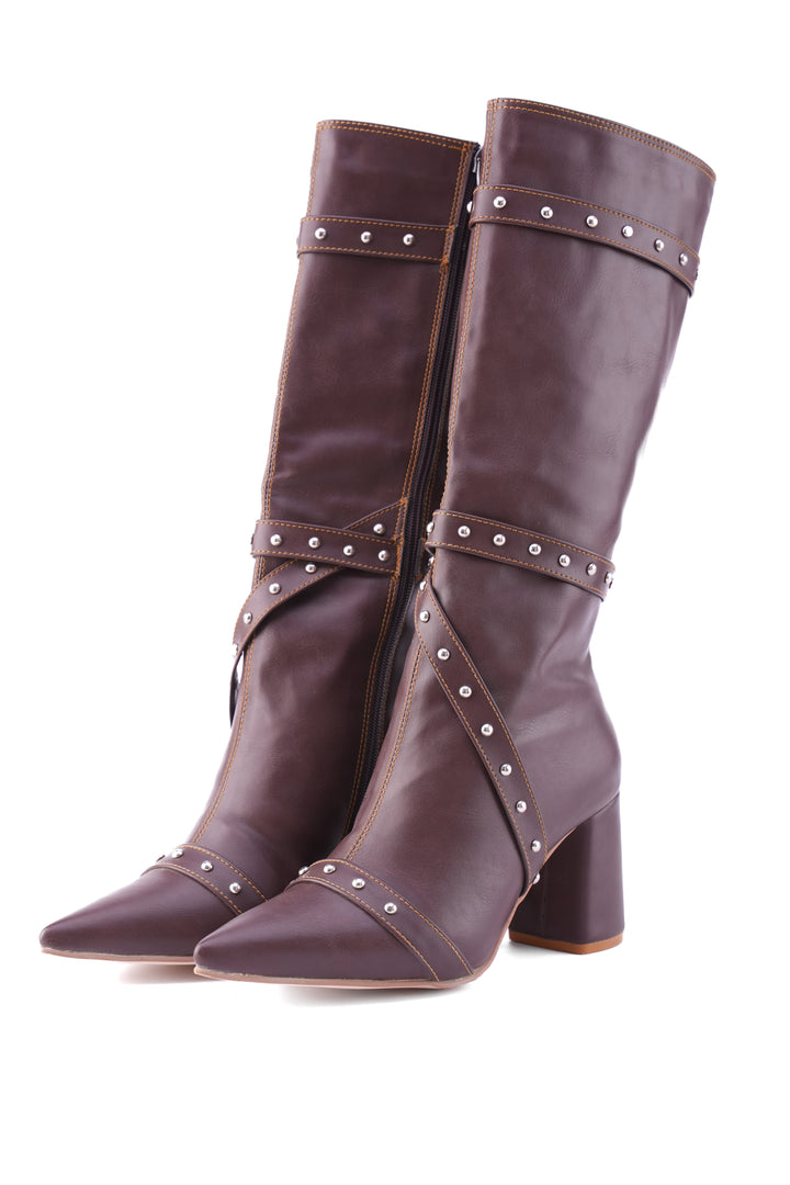 Deep Plum Voyager Knee-High Boot | Brown