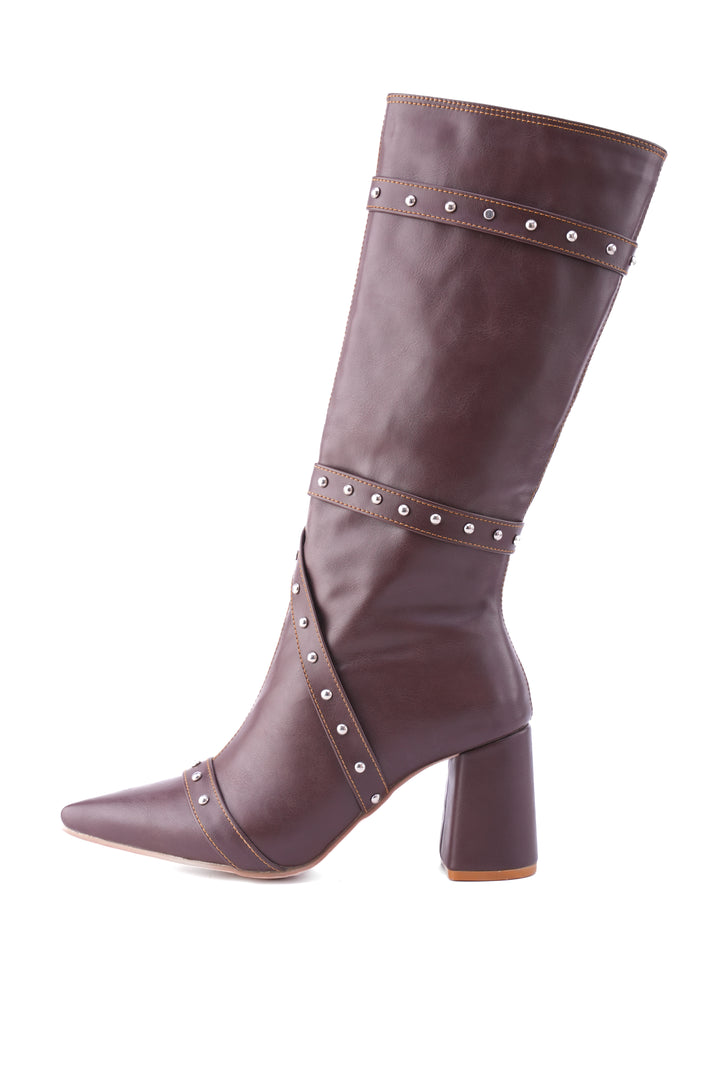 Deep Plum Voyager Knee-High Boot | Brown