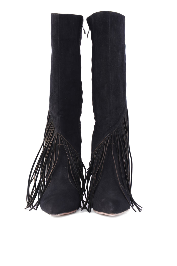 Wildheart Fringe Knee Boot| Black