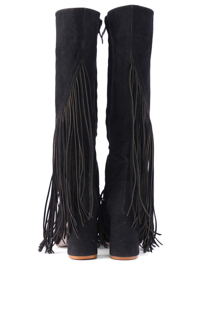Wildheart Fringe Knee Boot| Black