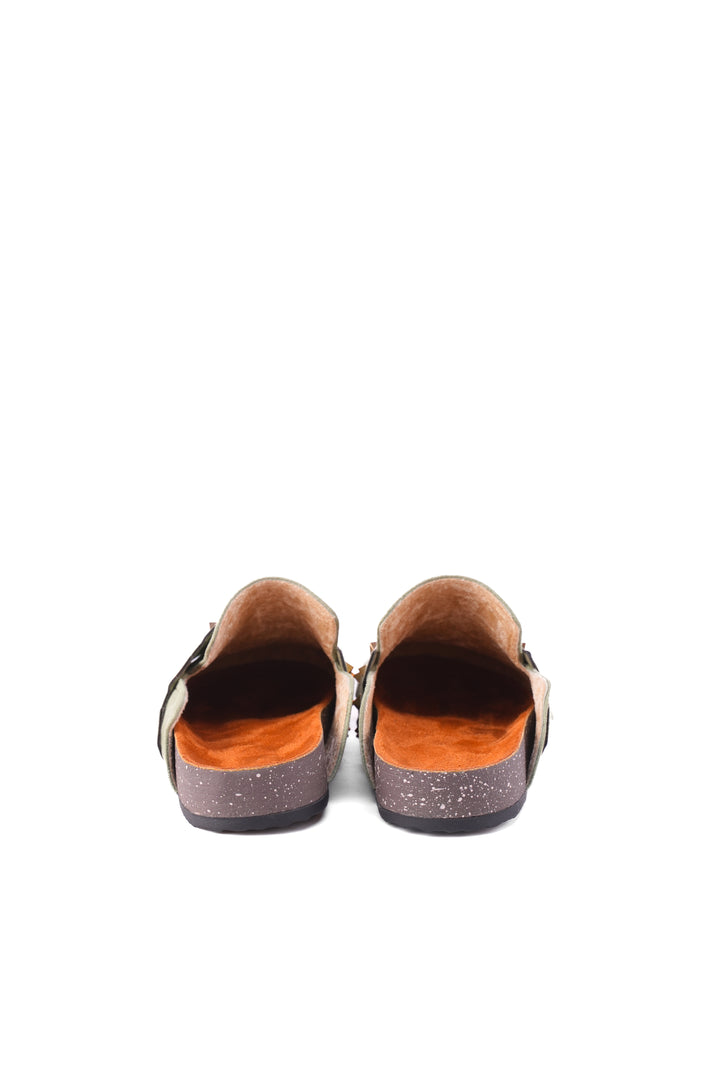 Mint Suede Slip-On Mules with Gold Studs
