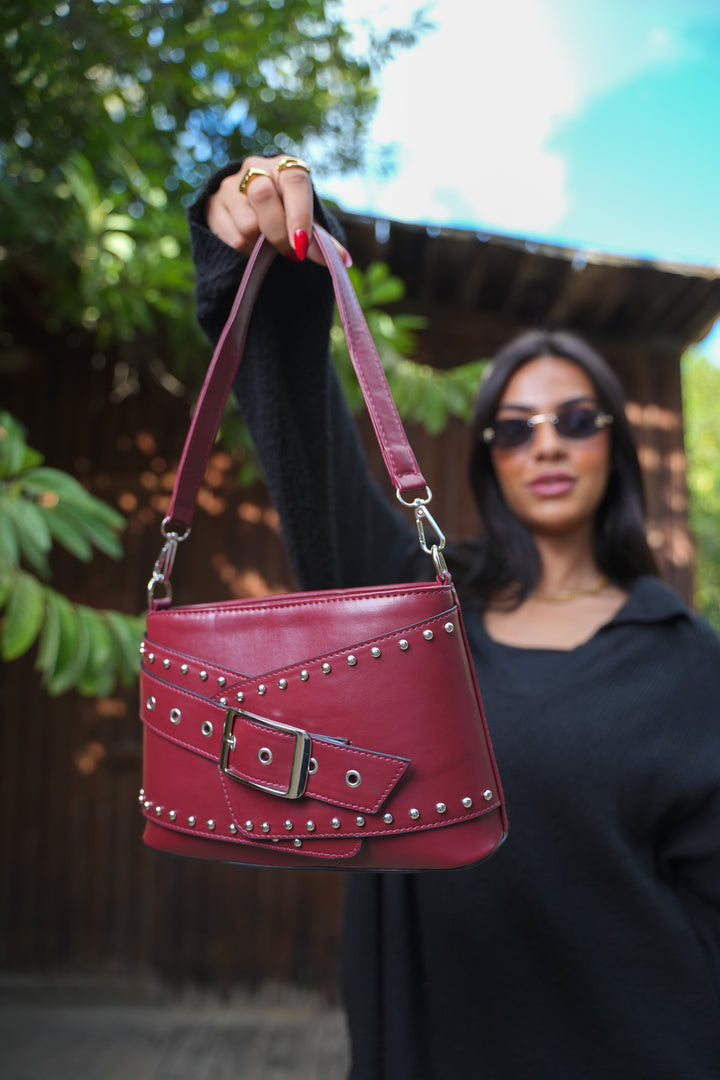 The Icon Buckle Bag - Burgundy