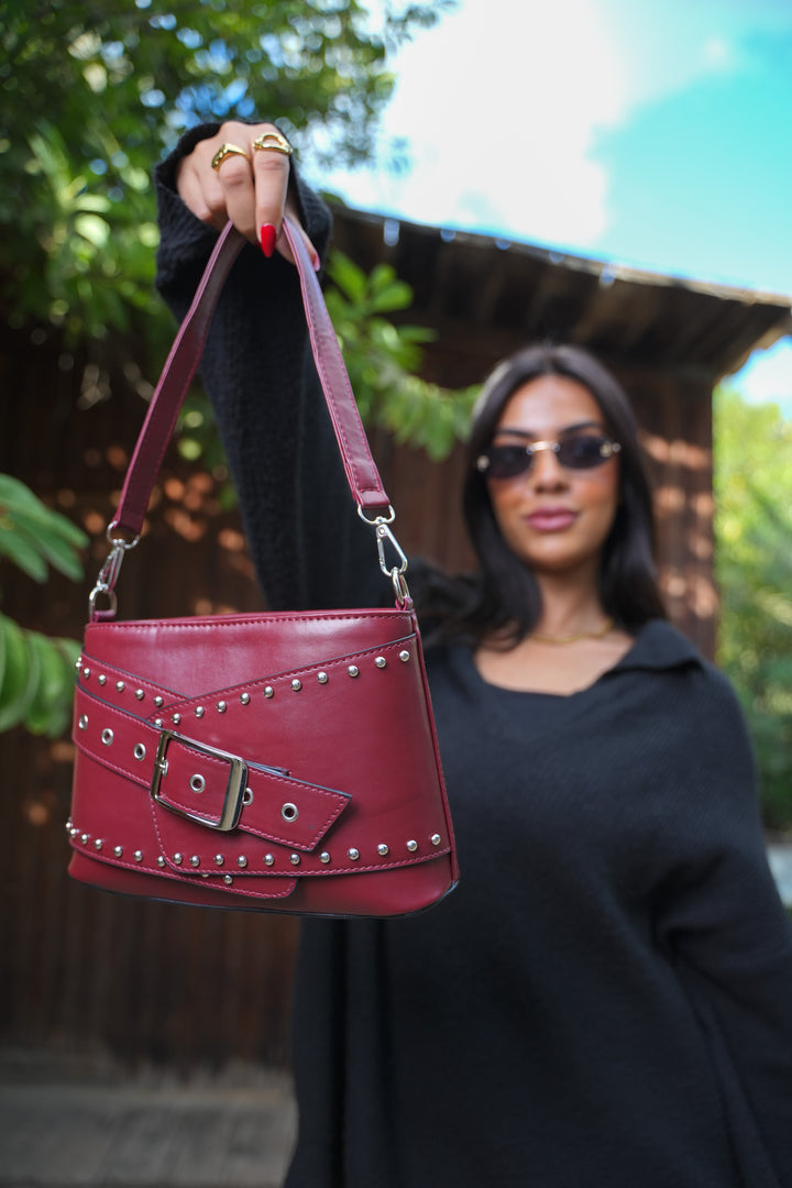 The Icon Buckle Bag - Burgundy