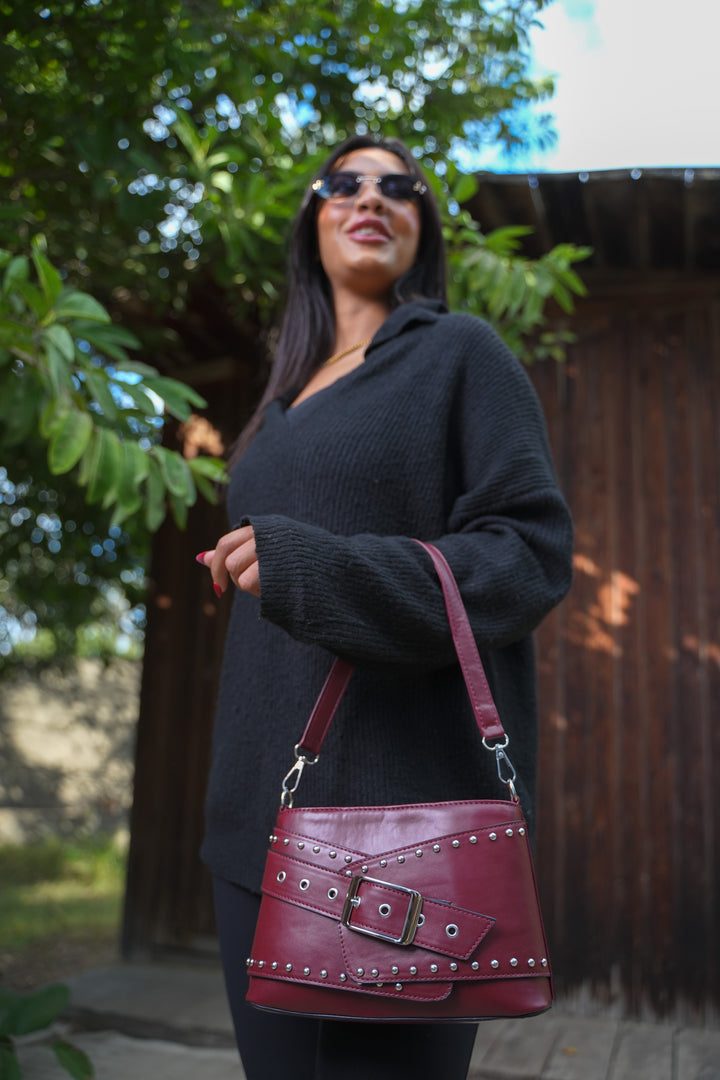 The Icon Buckle Bag - Burgundy