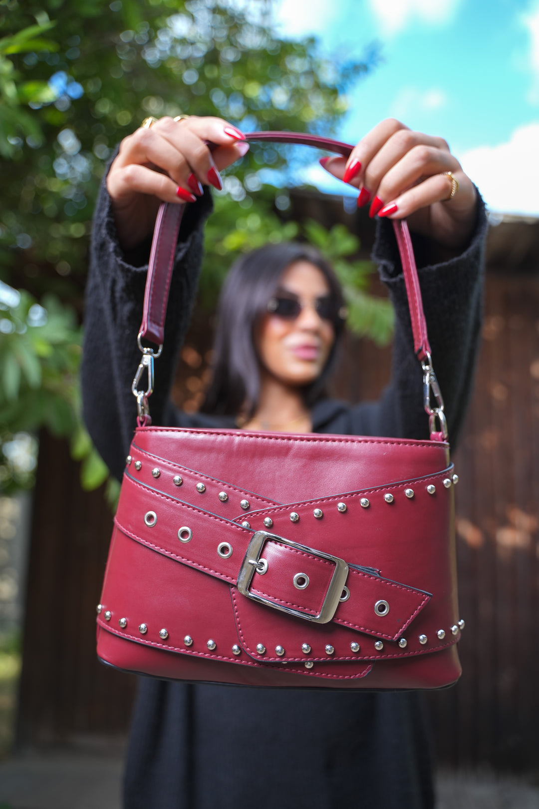The Icon Buckle Bag - Burgundy