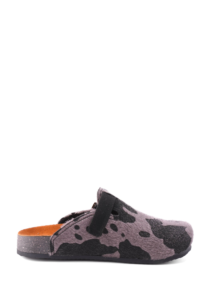 Mirage Cow Print Clogs | Gray & Black