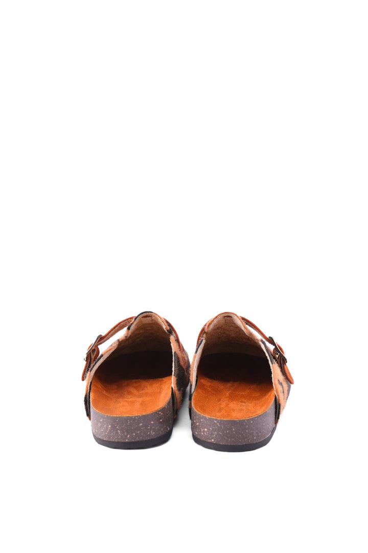 Terra Cow Print Clogs | Cognac & Black