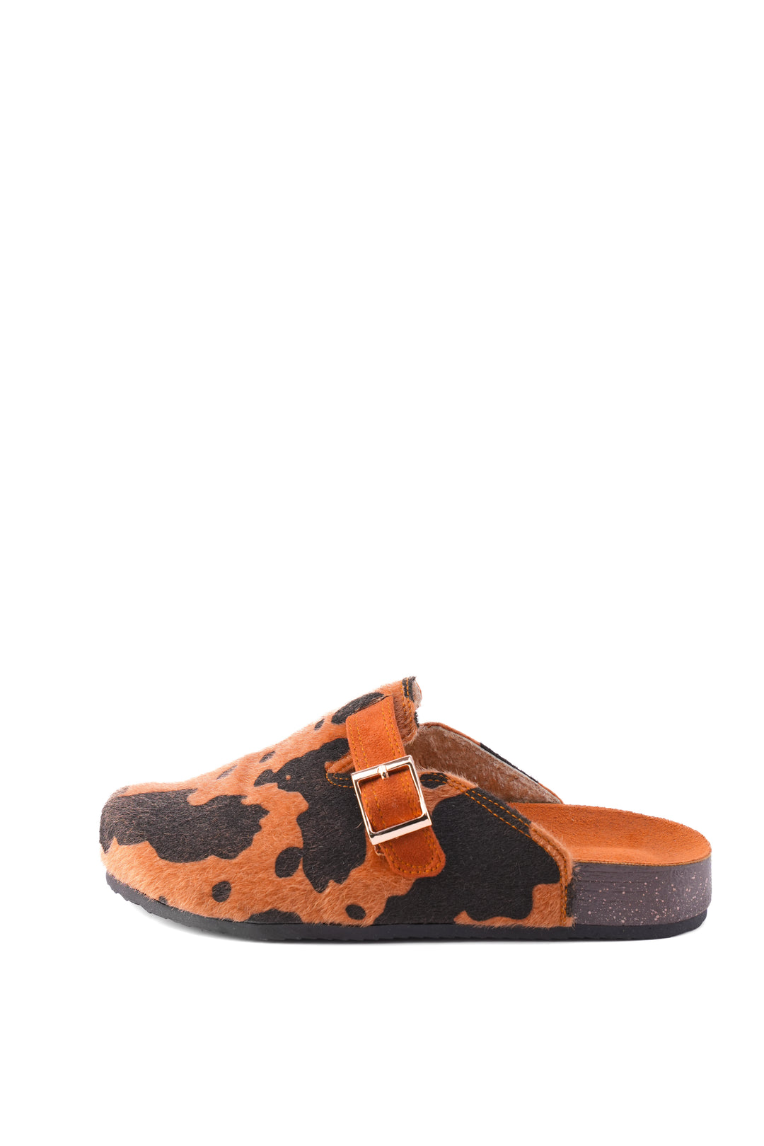 Terra Cow Print Clogs | Cognac & Black
