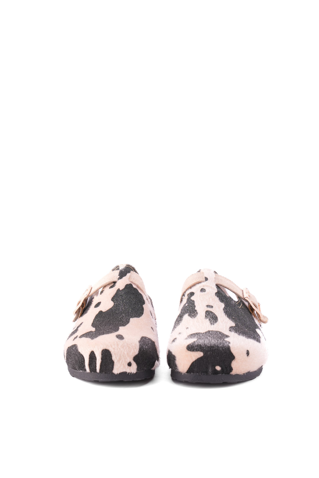 Pastel Cow Print Clogs | Light Beige & Black