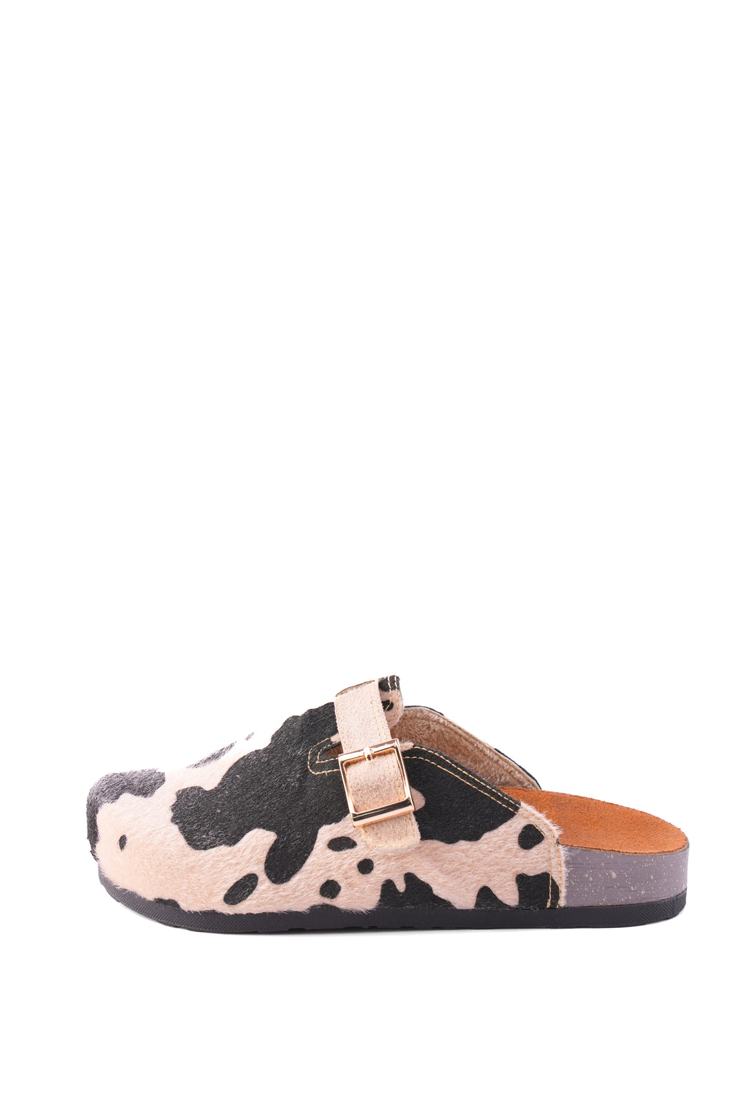 Pastel Cow Print Clogs | Light Beige & Black