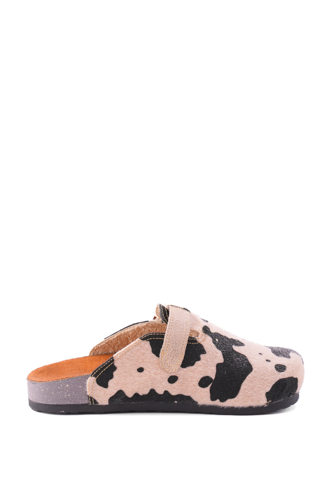 Pastel Cow Print Clogs | Light Beige & Black