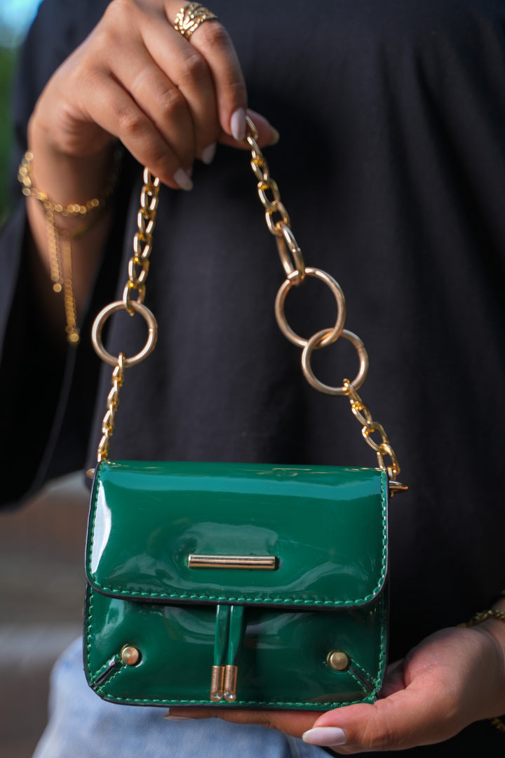 Luxe Mini Chain Bag - Emerald green