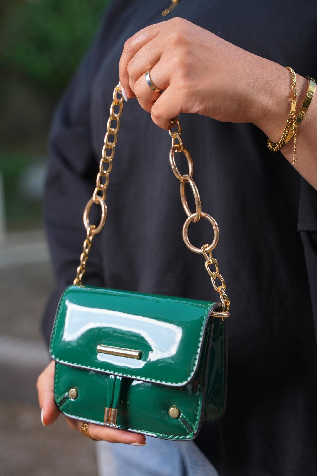Luxe Mini Chain Bag - Emerald green