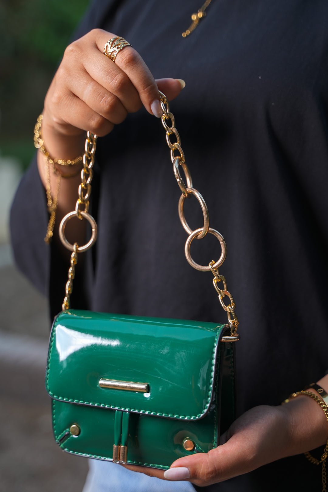 Luxe Mini Chain Bag - Emerald green