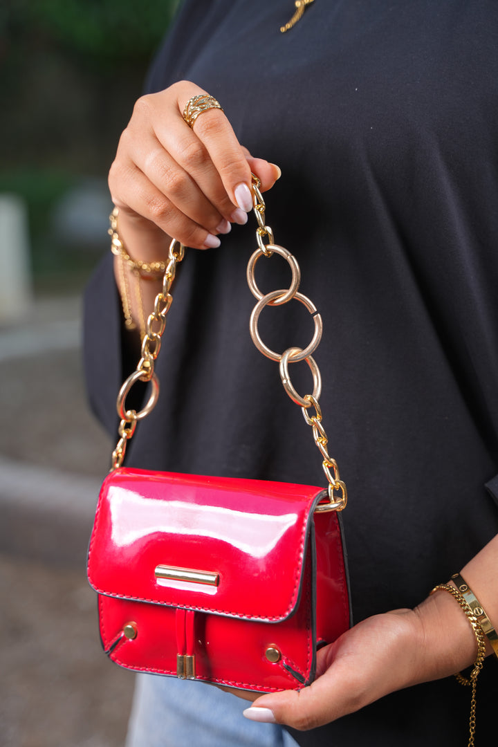 Luxe Mini Chain Bag - Bright Red