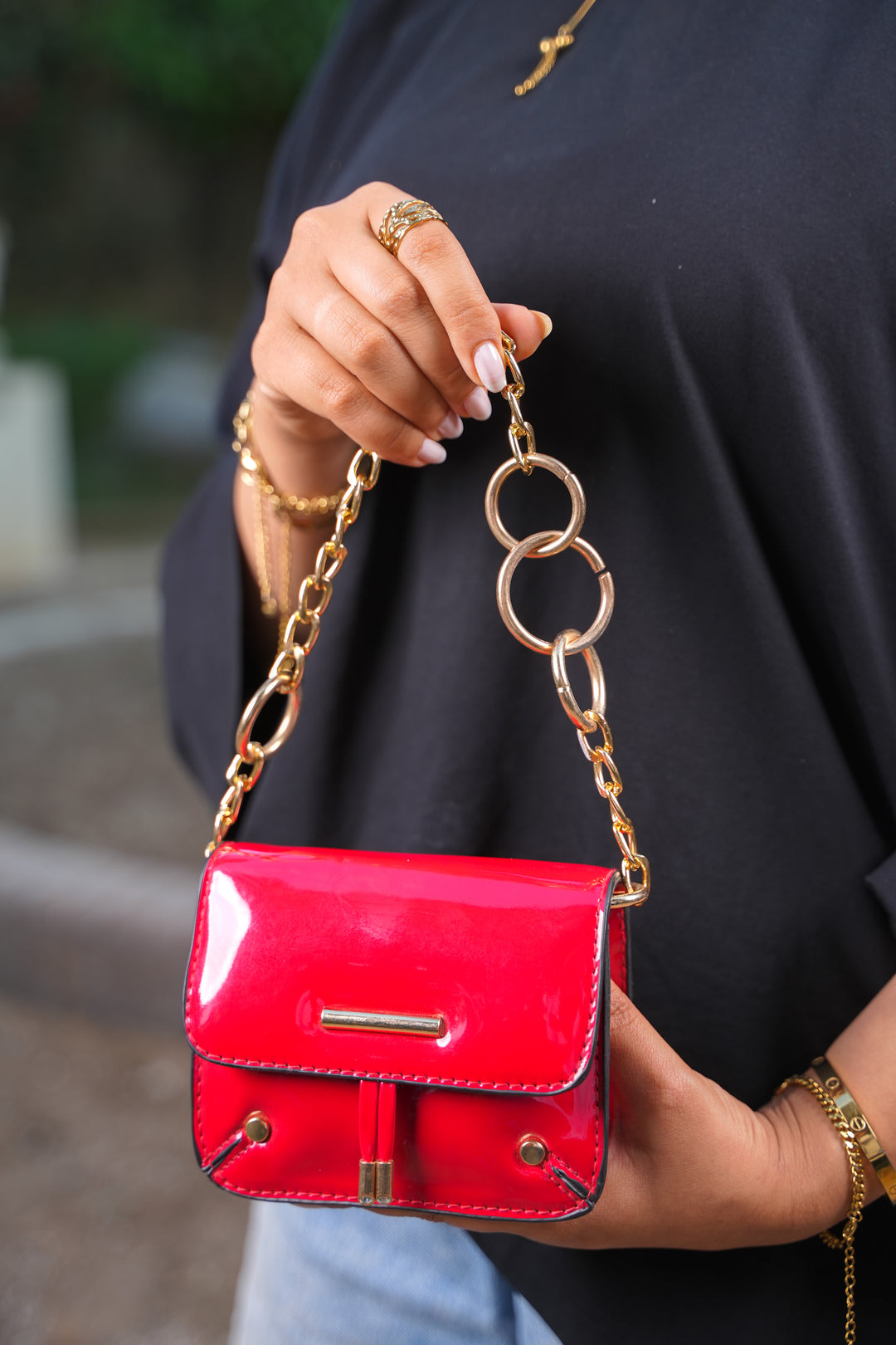 Luxe Mini Chain Bag - Bright Red