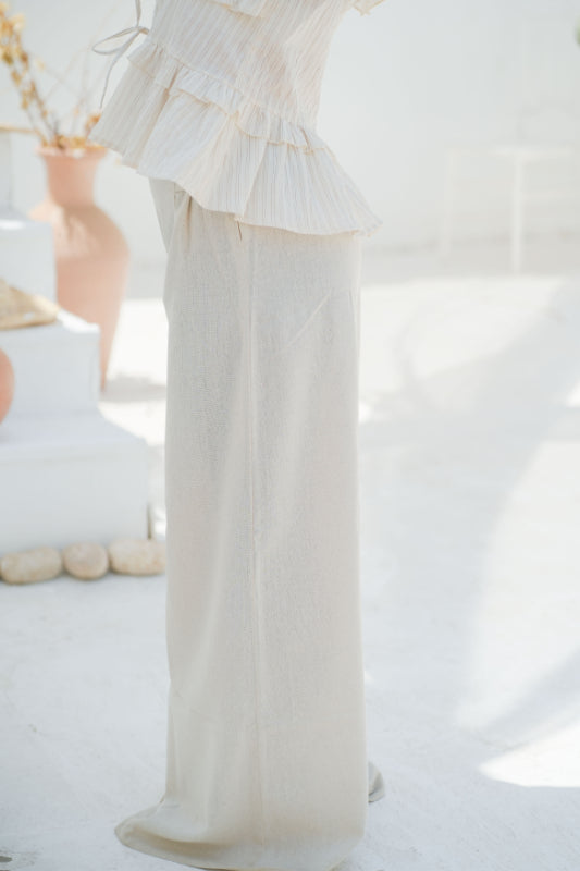 Wide-Leg Palazzo Trousers - Offwhite