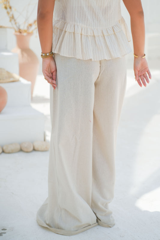 Wide-Leg Palazzo Trousers - Offwhite