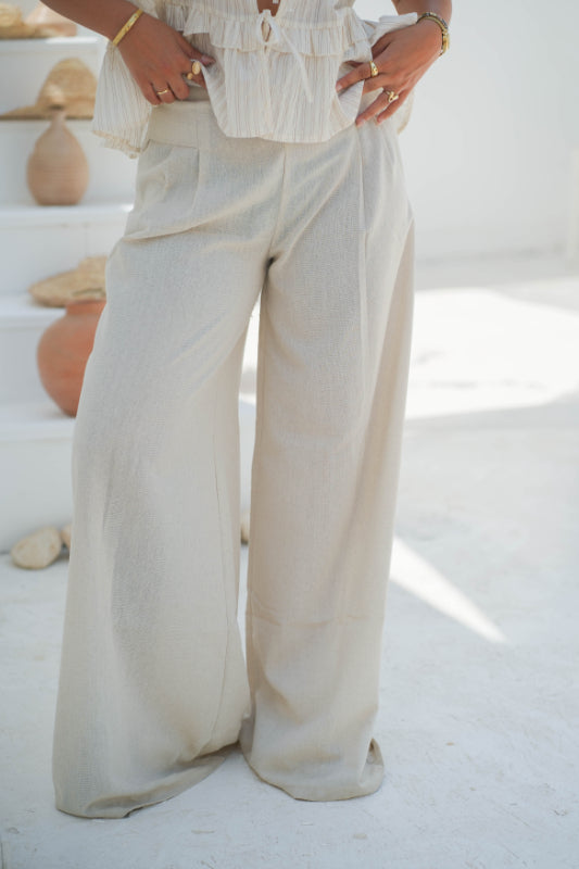 Wide-Leg Palazzo Trousers - Offwhite