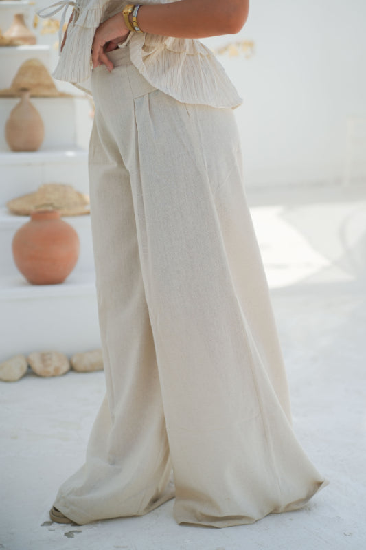 Wide-Leg Palazzo Trousers - Offwhite