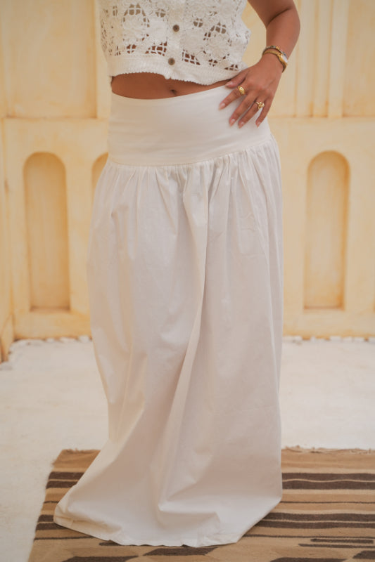 The "Breeze" Drop-Waist Skirt - Offwhite