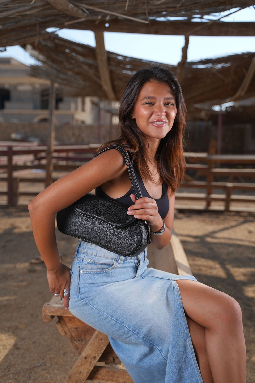 The Luna Classic Flap Shoulder Bag | Black