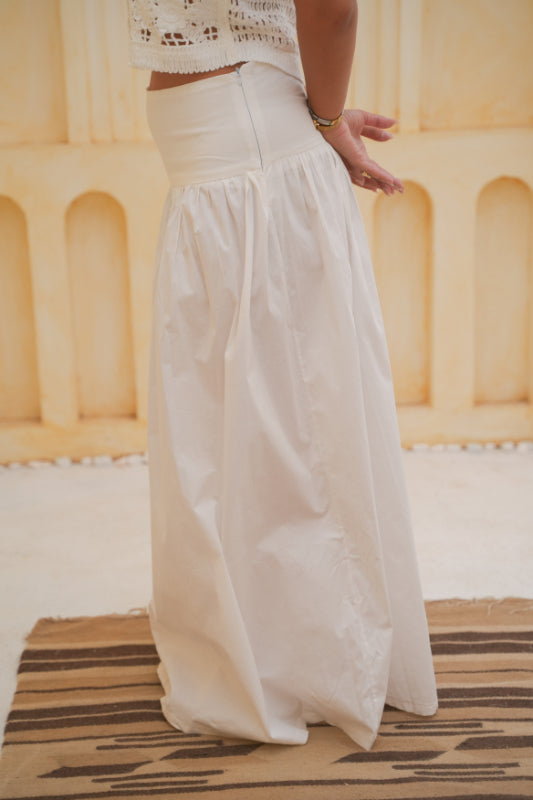 The "Breeze" Drop-Waist Skirt - Offwhite