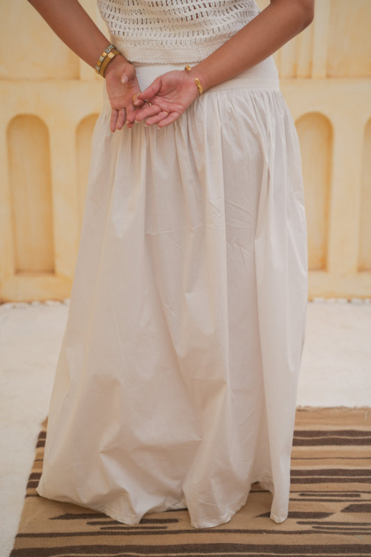 The "Breeze" Drop-Waist Skirt - Offwhite
