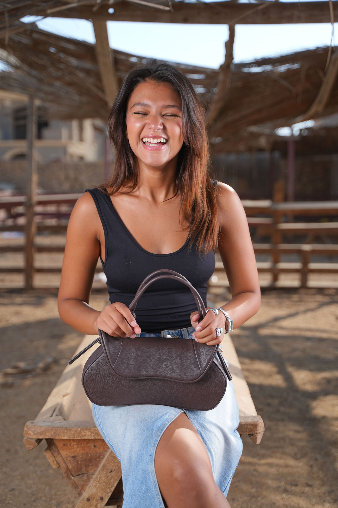 The Luna Classic Flap Shoulder Bag | Dark brown