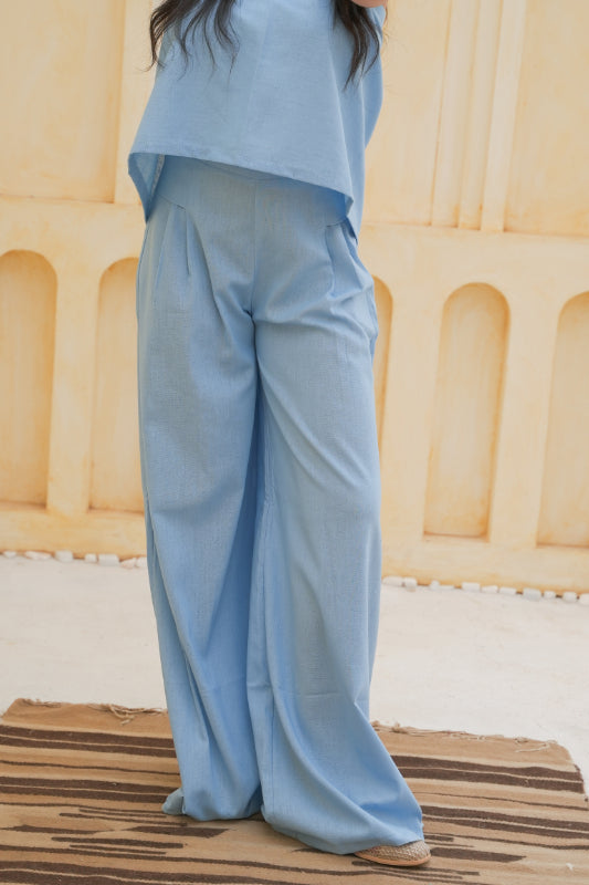 Wide-Leg Palazzo Trousers - BabyBlue