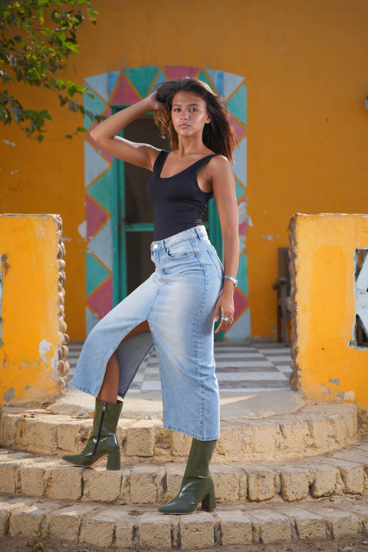 Siren Square Block Boot | Olive Patent