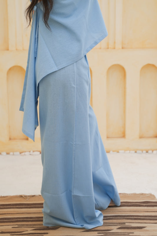 Wide-Leg Palazzo Trousers - BabyBlue