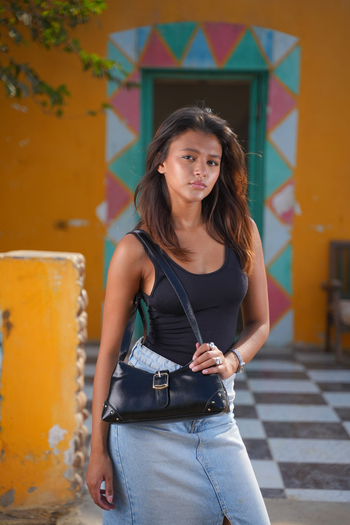 The Siena Buckle Shoulder Bag | Black