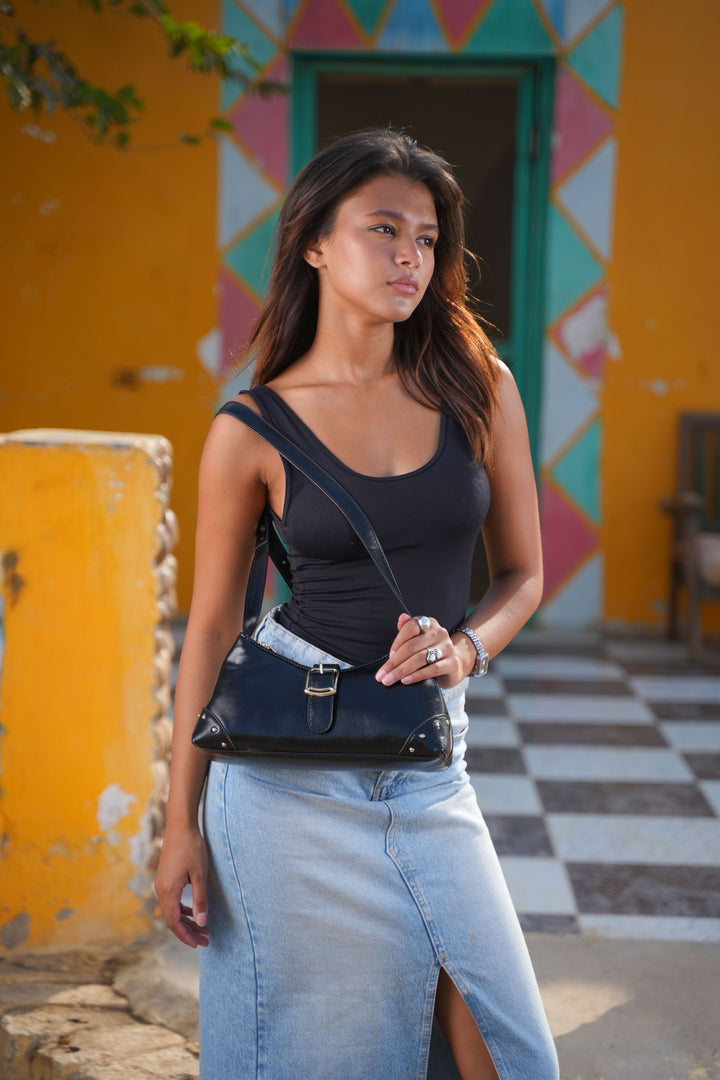 The Siena Buckle Shoulder Bag | Black