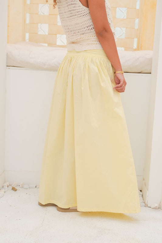 The "Breeze" Drop-Waist Skirt - Butter Yellow