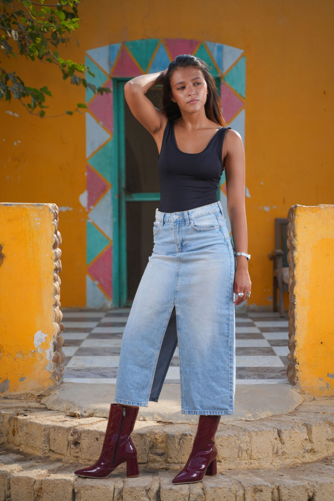 Siren Square Block Boot | burgundy