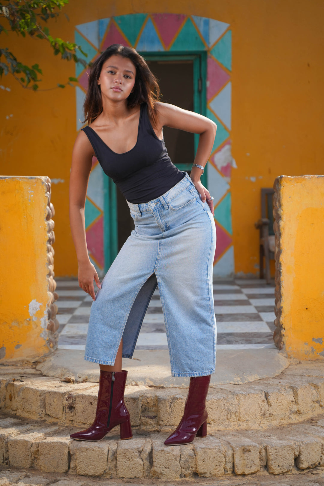 Siren Square Block Boot | burgundy