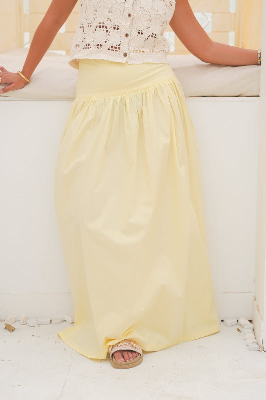 The "Breeze" Drop-Waist Skirt - Butter Yellow